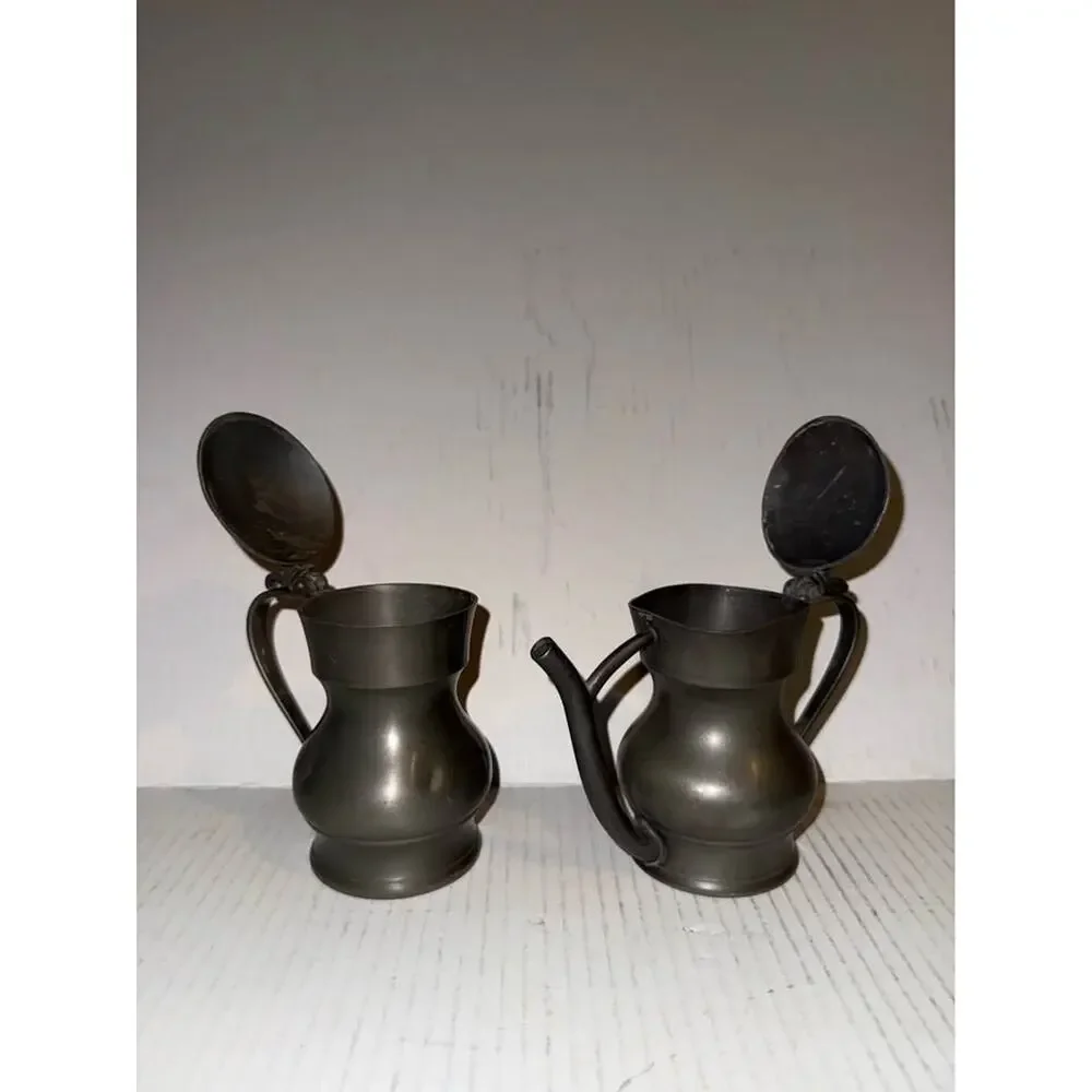 Vintage Metawa Holland Real Pewter Lidded Creamer and Pitcher Set